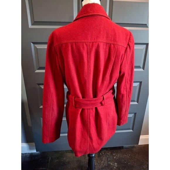 Nine West Red Wool Blend  Double Breasted Coat with Tie Belt/Pre-owned, Sz. 14 E - Picture 2 of 8
